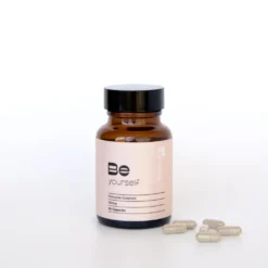 Be Yourself brand Core model wellness supplement container with custom graphic label