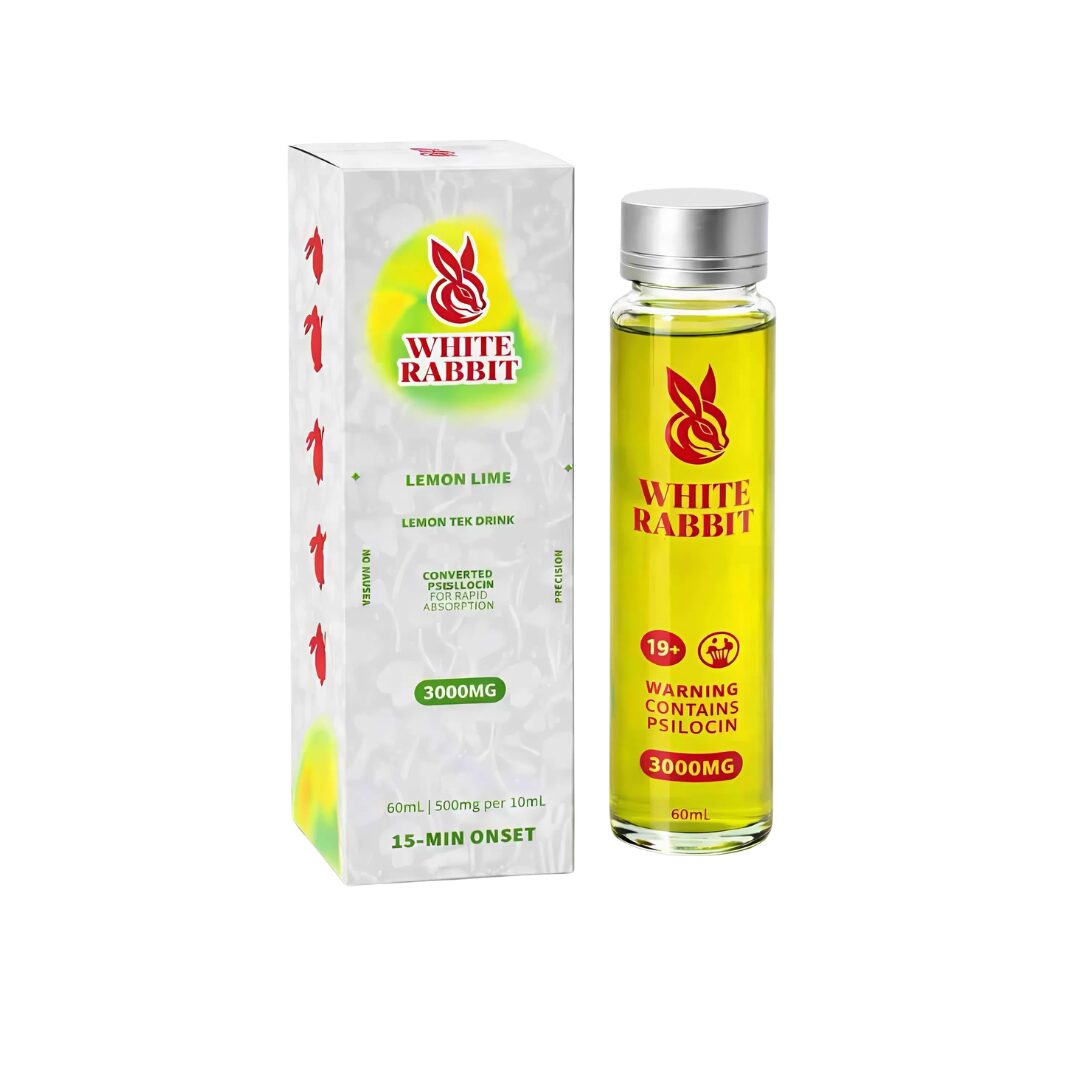 White Rabbit brand Lemon Lime flavor three thousand milligram specialty liquid elixir bottle and carton