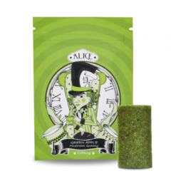 Front view of Alice brand Green Apple flavor two thousand five hundred milligram specialty fruit chew packaging