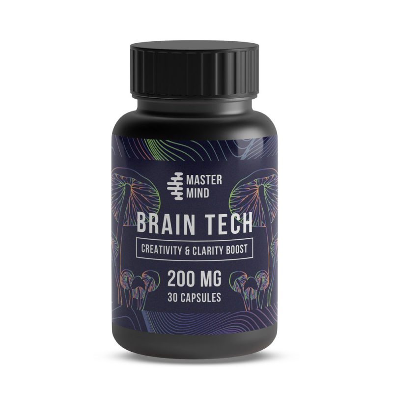 Front view of Mastermind brand Brain Tech Capsules six thousand milligram specialty supplement packaging
